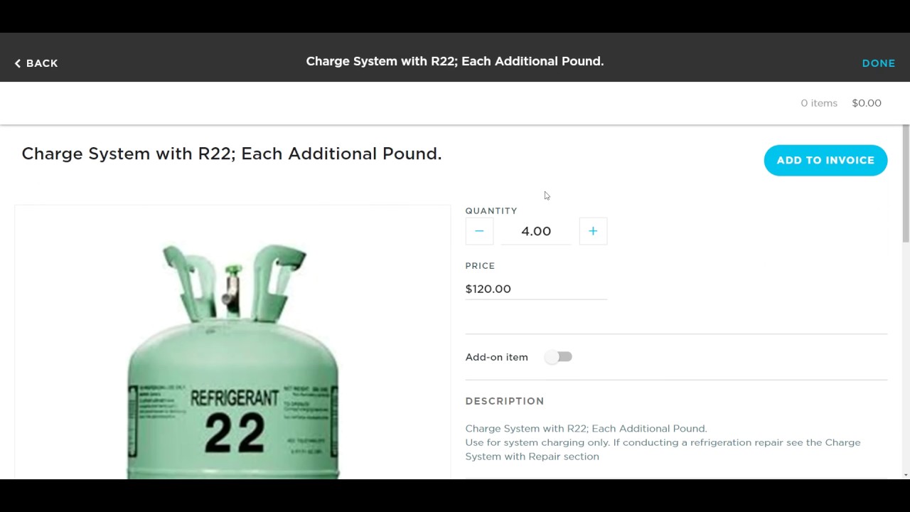 HVAC Flat Rate Refrigerant Section