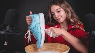 ASMR - CLEANING MY SNEAKERS! (Tingly water and sponge sounds)