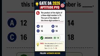 GATE DA PYQ||Can You Solve This in 5 Seconds? 🔥 GATE DA 2026 Aptitude PYQ | #Shorts #gate2027 #maths