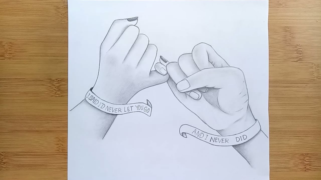 Romantic Couple Holding Hands Pencil Sketch Tow Lover - vrogue.co