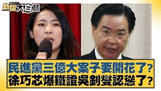 民進黨三億大案子要開花了？徐巧芯爆鐵證吳釗燮認慫了？ 新聞大白話 20240515