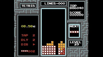 a tetris on level 29 with das - nes tetris