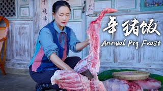 Welcome the New Year with The Annual Pig Feast Made of A Whole Pig