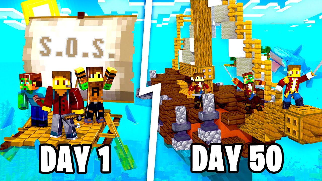 I SURVIVED MINECRAFT STRANDED ON A RAFT!