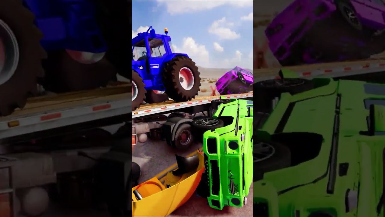 Flatbed vs Supercars – BeamNG Drive Crash Test!