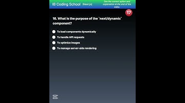 Next.js MCQ #16 Test Your Skills with IB Coding School #NextJS #WebDev #Coding #reactjs  #javascript