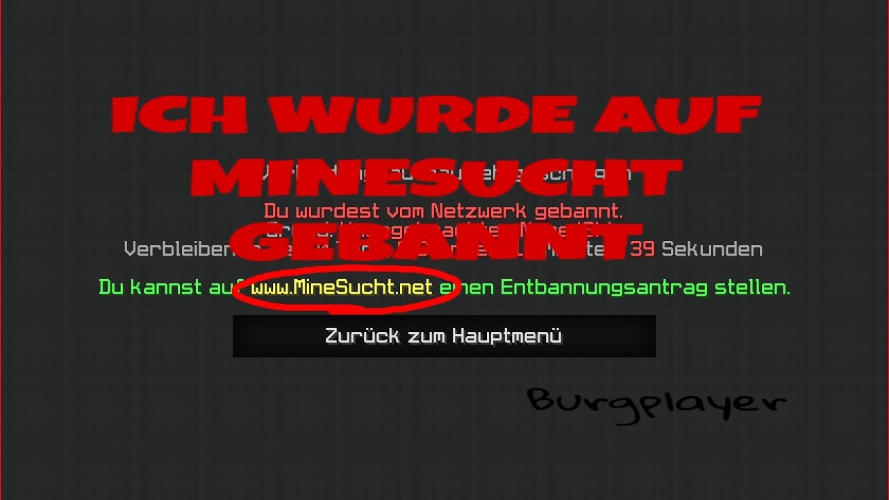 ICH WURDE AUF MINESUCHT GEBANNTMINECRAFTBurgplayer - YouTube
