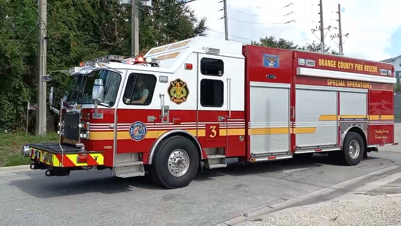 (Showing off Horn) Orange County Fire Squad Co. 3 Responding.
