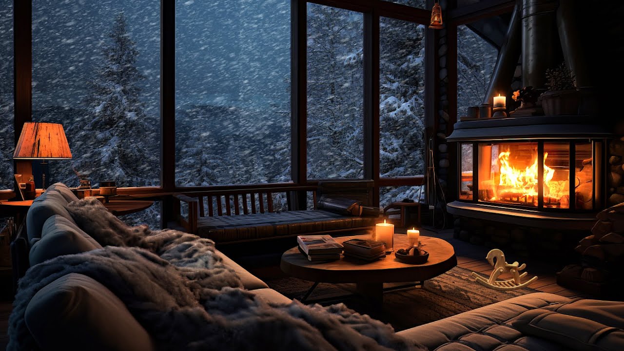 Winter Wonderland Scenic, Relaxing Blizzard with Cozy Crackling ...