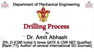 Drilling Operation (Lecture 1), Machining, Manufacturing Process ME 305