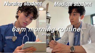 *realistic* 6AM morning routine of NURSING STUDENT vs MEDICAL STUDENT in NYC