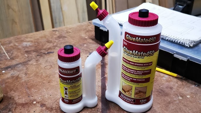 Milescraft Glue Mate 450 - 15 oz. 450 ml Wood Glue Bottles Anti-Drip Tips with Easy Flow Chamber Design 7223