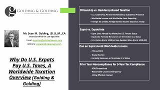 When Do U.S. Expats Have to Pay U.S. Taxes? Worldwide Income Tax - Golding & Golding Tax Specialist by Golding & Golding International Tax Lawyers 97 views 2 months ago 6 minutes, 57 seconds