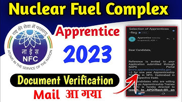 NFC Apprentice Document Verification Date आ गयी | Nuclear Fuel Complex Apprentice Merit List 2023