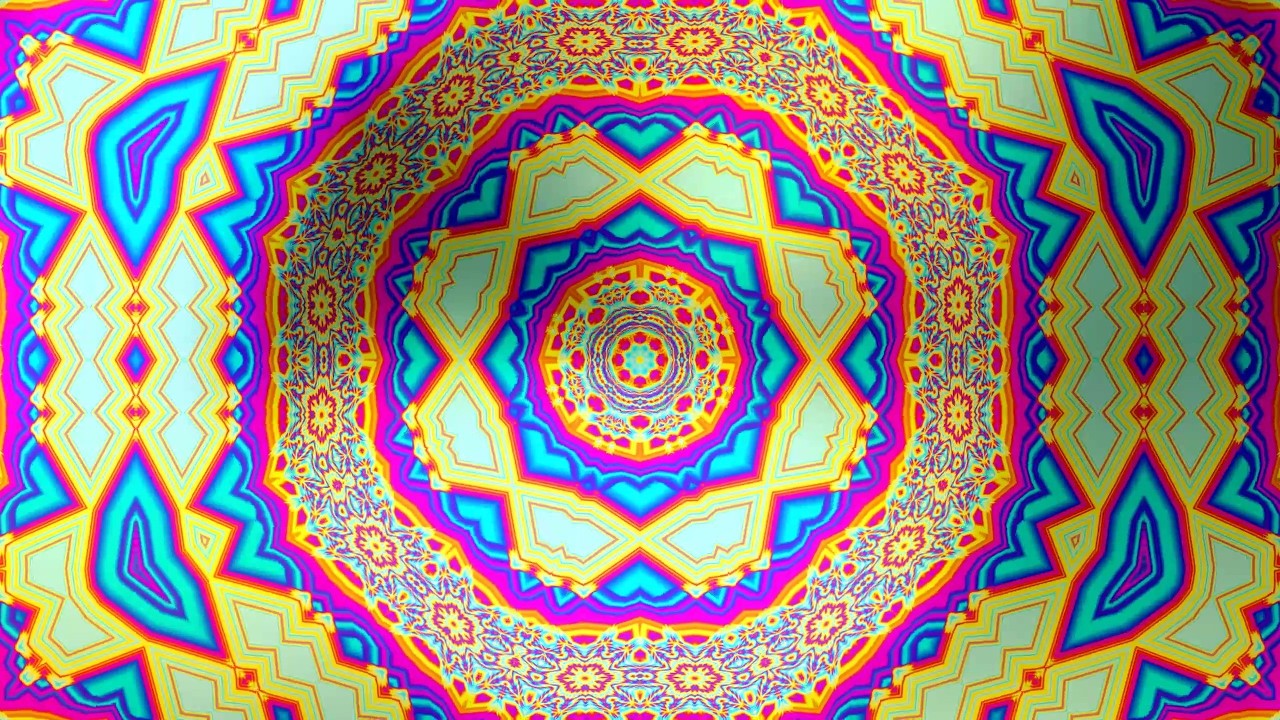 Vibrant Fluorescent Color Groovy Trippy Kaleidoscope Visuals, Kaleidoscope Background Video