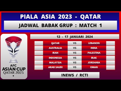 PIALA ASIA 2023 QATAR | Jadwal MATCHDAY 1 Piala Asia Grup A - F | Live INEWS / RCTI