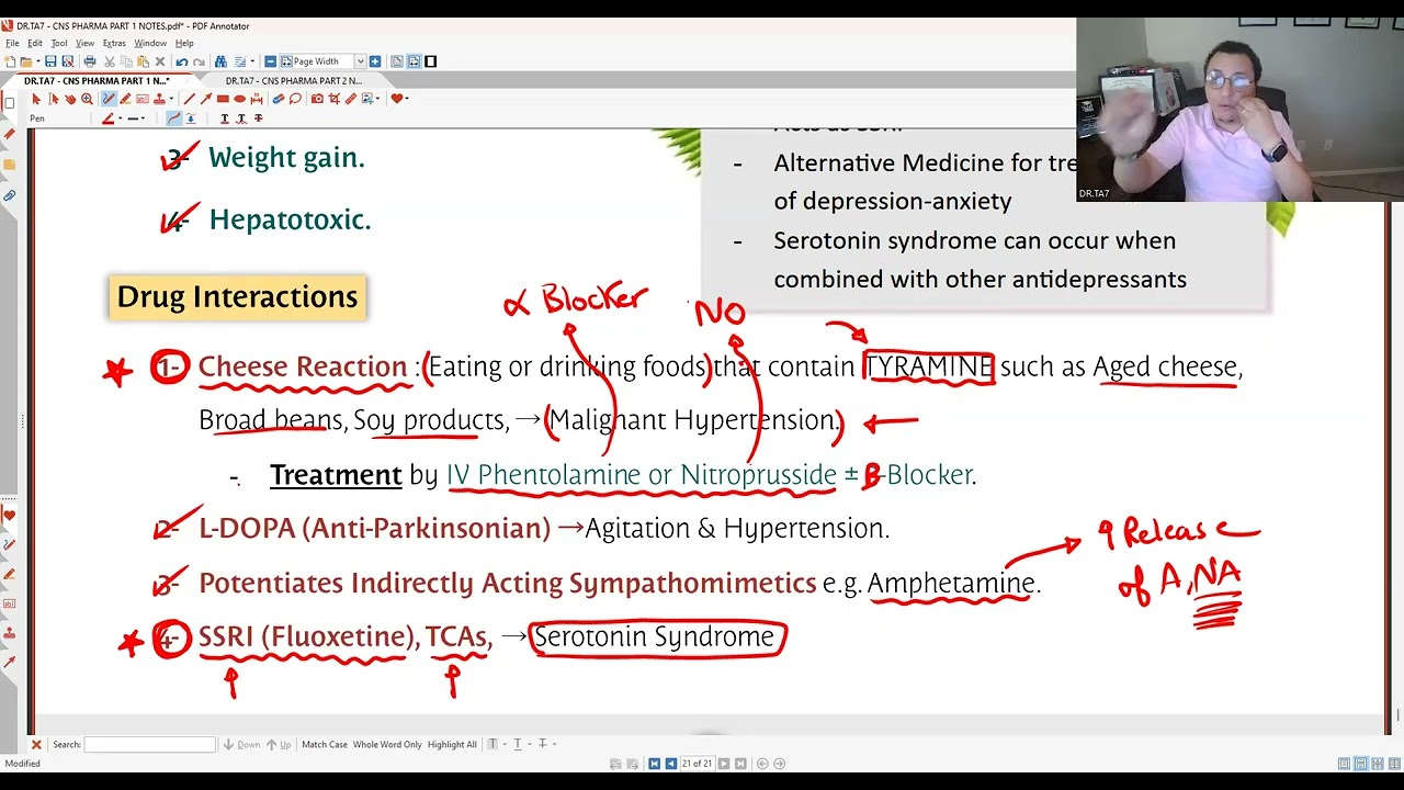 DR TA7: CNS PHARMA 5 (MED SCHOOL NOT USMLE)