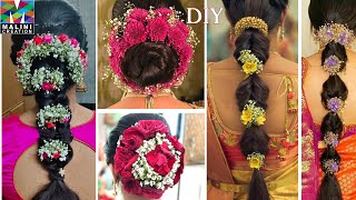3 Ideas for fresh flower, Gypsy n rose hair decoration / parlour hairstyle &amp; hair accessory at home