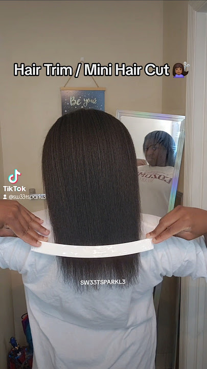 Hair Trim / Mini Hair Cut on Relaxed Hair 💇🏾‍♀️ #hairroutine #relaxedhaircare