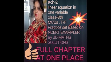 #ch-2|linear equation in one variable|class-8|MCQ TRUE FALSE & short solution  by JD MATHS SOLUTIONS