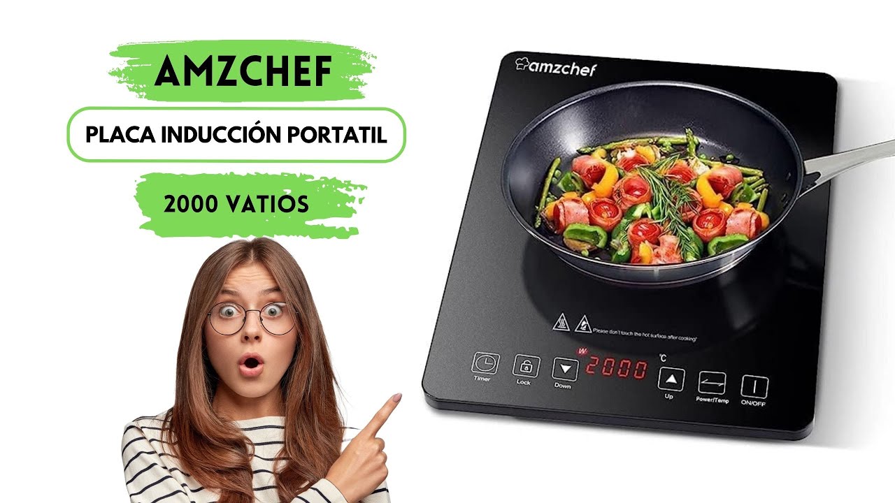 Placa Inducción Portatil AMZCHEF, placa de inducción de 2000 W con