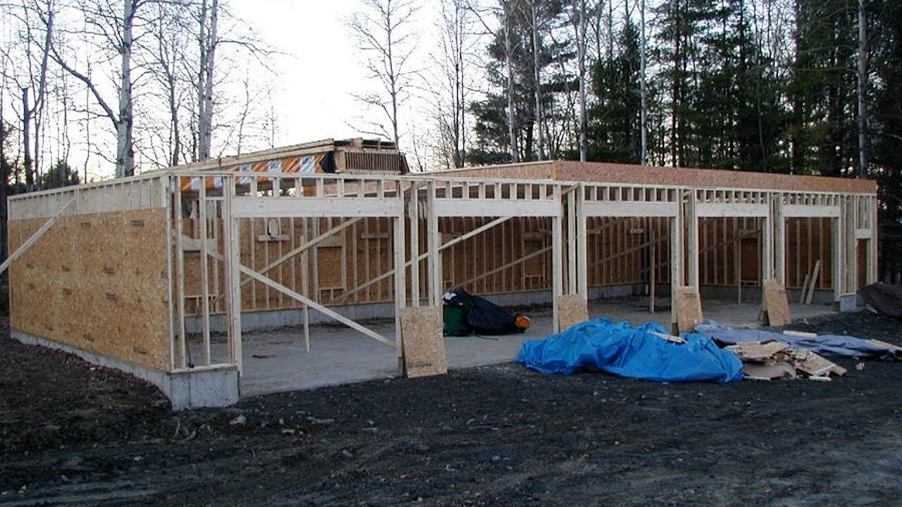 How To Build: Wood Frame 74 x 30 5-bay garage Build ...