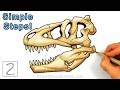 Easy Way to Draw a T. Rex Fossil Skull Using Simple Shapes!