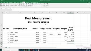 HVAC-DUCT MEASUREMENT FROM AUTOCAD