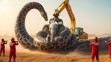 Heroic Rescue Team Saves Lonely Elephant 🐘 from Giant Python 🐍 Terrifying Attack