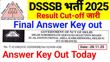 DSSSB TGT Result Cut-off out 2025|DSSSB TGT SST Natural science English Result 2025|DSSSB answer key