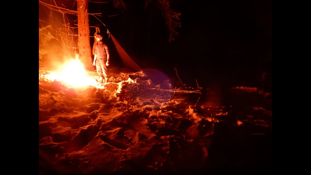 Winter Bushcraft | Hiking, Tarp Camping, Deep Snow, Plow Point Shelter, Solo Overnighter, Mountains