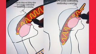 Drawing a mouth accidentally swallowing a corn dog art tutorial