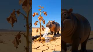 #hippopotamus #saved_potato #plant 😭 #ai​ #tree​ #save​ #water​#trending #cartoon #animation #shorts