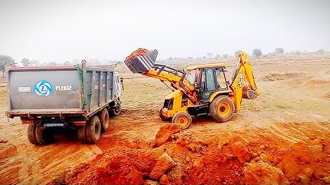 JCB Bakhone loading soil in Dump truck || Tata tipper unloding soil for  farm, jcb new video,
