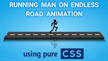 Running man on endless road animation using HTML and CSS.