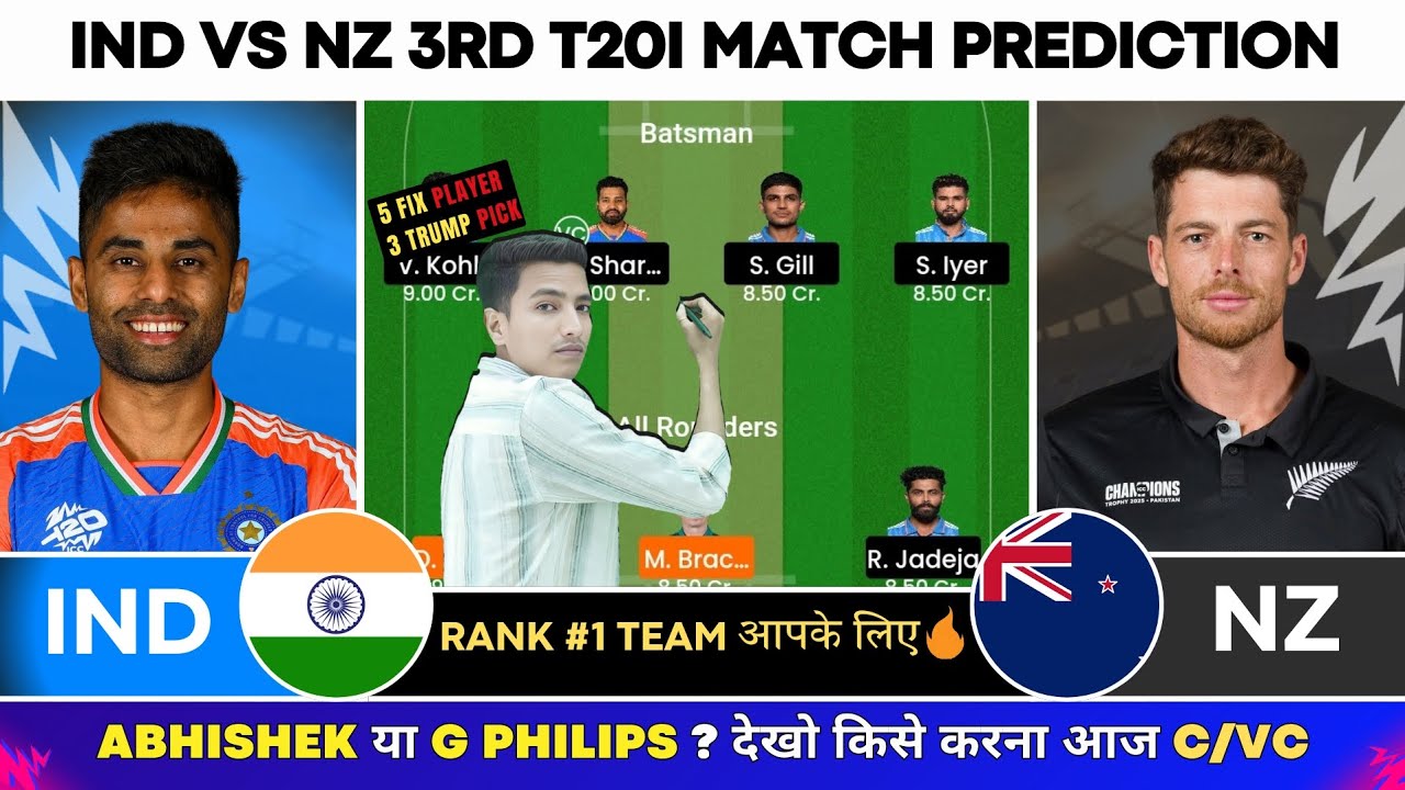 IND vs NZ 3rd T20 Dream11 Team | IND vs NZ Dream11 Team Prediction | IND vs NZ Dream11 Team Today 
