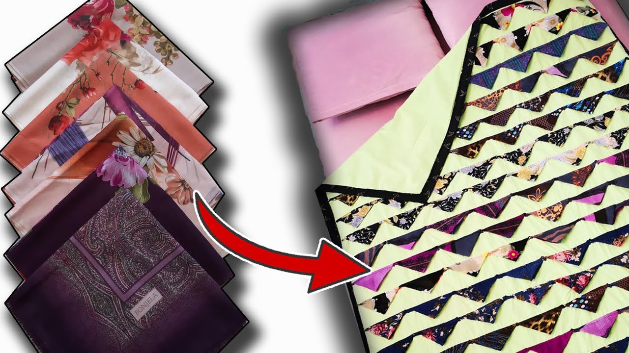 Сделать покрывало из старых шарфов