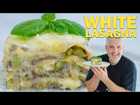 White Lasagna with Broccoli, Mushrooms, and Meat