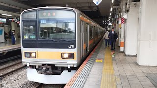 [本日限定！日野駅で人身事故に伴う運用変更！]1157T 209系 トタ82編成 中央線快速高尾行が立川駅5番線を発車するシーン