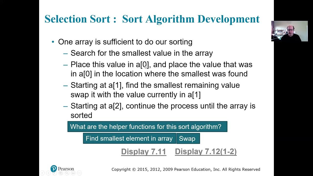 Savitch C++ 7.3 Programming with Arrays Part 3: Sorting Arrays - YouTube