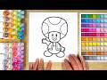 Satisfying Super Mario Toad Coloring | ASMR Coloring