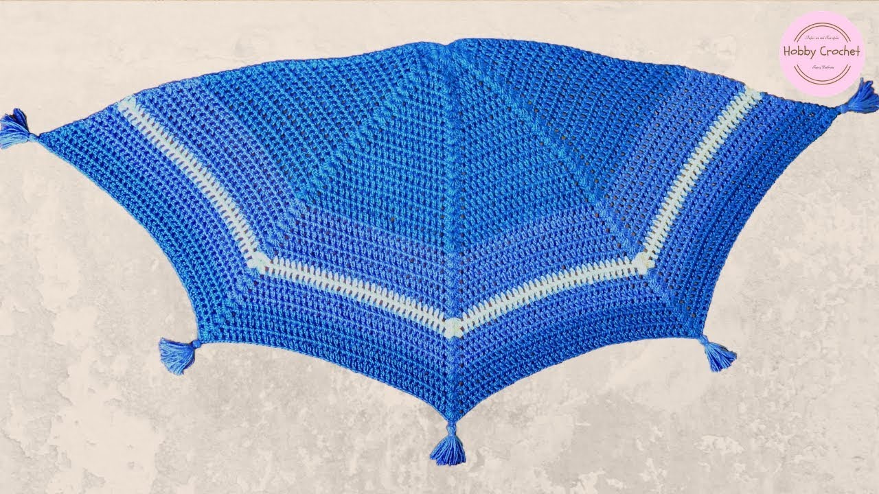 Chal Básico con Borlas a crochet paso a paso (Versión Diestra)