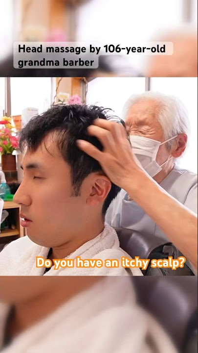 Head massage by 106 year old grandma barber #headmassage #relaxing #barber