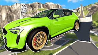 Jumping Cars Off a HUGE Ramp!  BeamNG Multiplayer Mod Gameplay