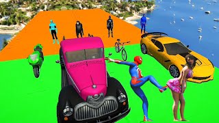 GTA v vehicles racing | monkey, Spiderman, car, bike, cycle, truck | adiishortsanimation