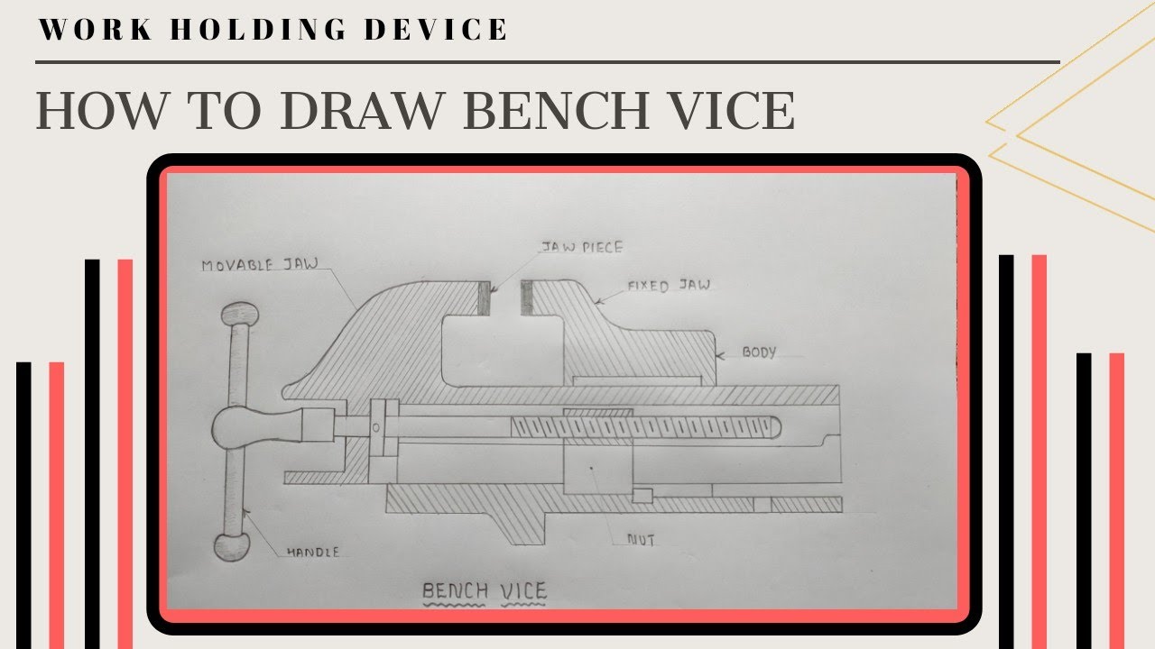 Mechanical Bench Vise drawing | 3D CAD Model Library | GrabCAD