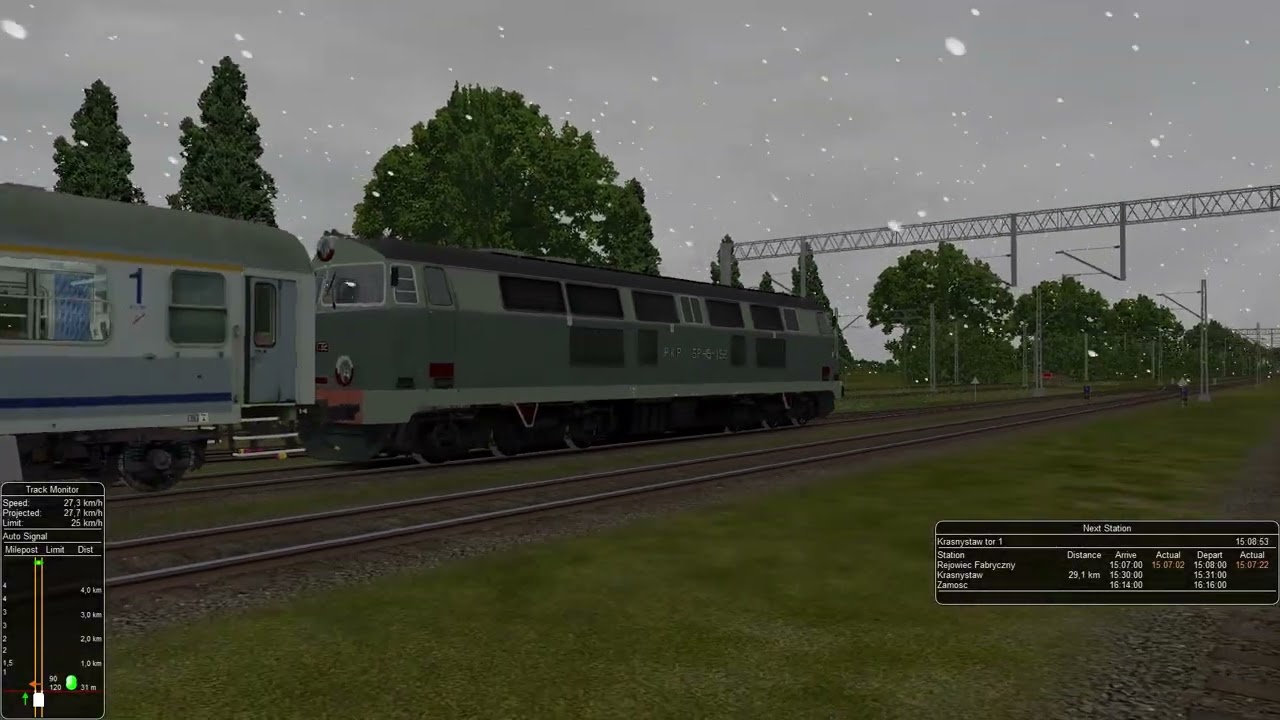 Open Rails 1.6-rc8 ORTS WeatherLink test acivity in Route Roztocze