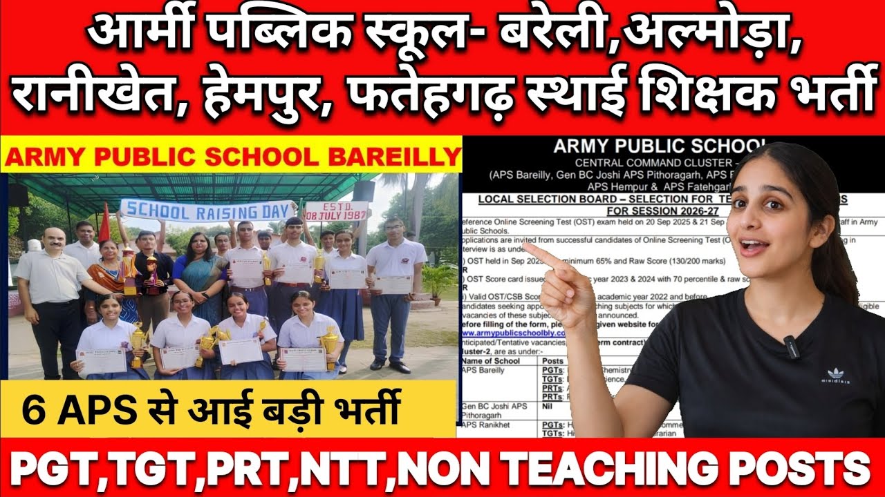 Army Public School Vacancy 2026 | APS Bareilly, Ranikhet, Almora ...