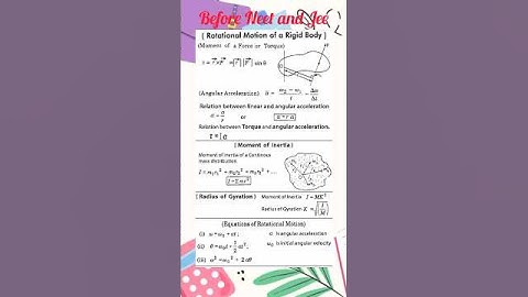 Rotational Motion Formula Sheet | NEET | JEE | HSC #notes #shorts #neet #physics #rotationalmotion