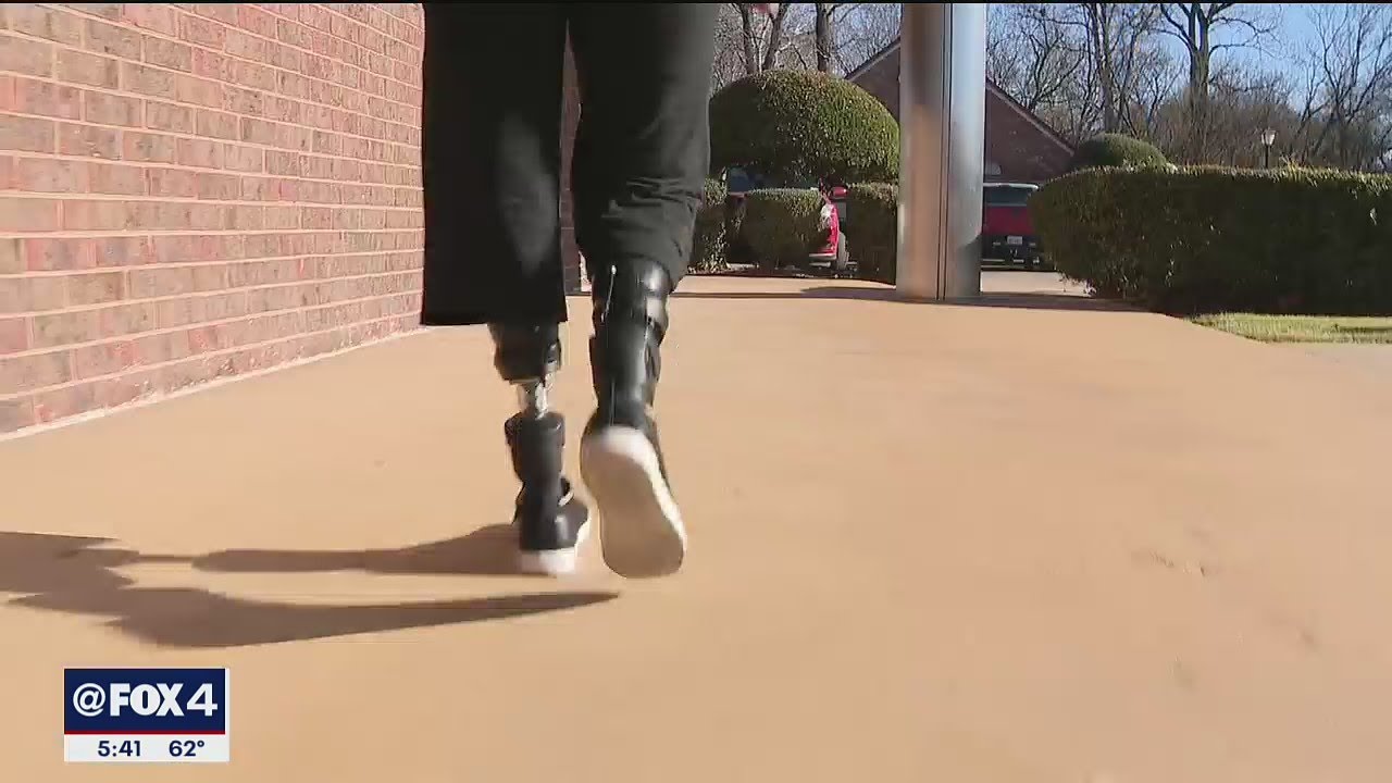 Midlothian teacher tries on new prosthetics paid for by community donations